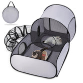 TailTastic vista frontal del playpen mostrando acceso y ventilación
