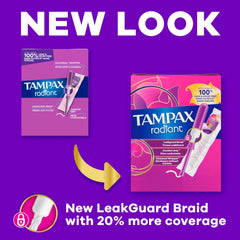 Tampax Radiant close-up del aplicador mostrando el grip cómodo
