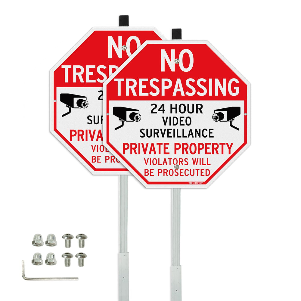 T&R cartel frontal visible que disuade accesos no autorizados