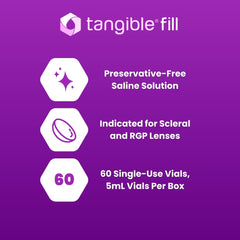Detalle de la solución salina Tangible Fill transparente, pureza sin aditivos