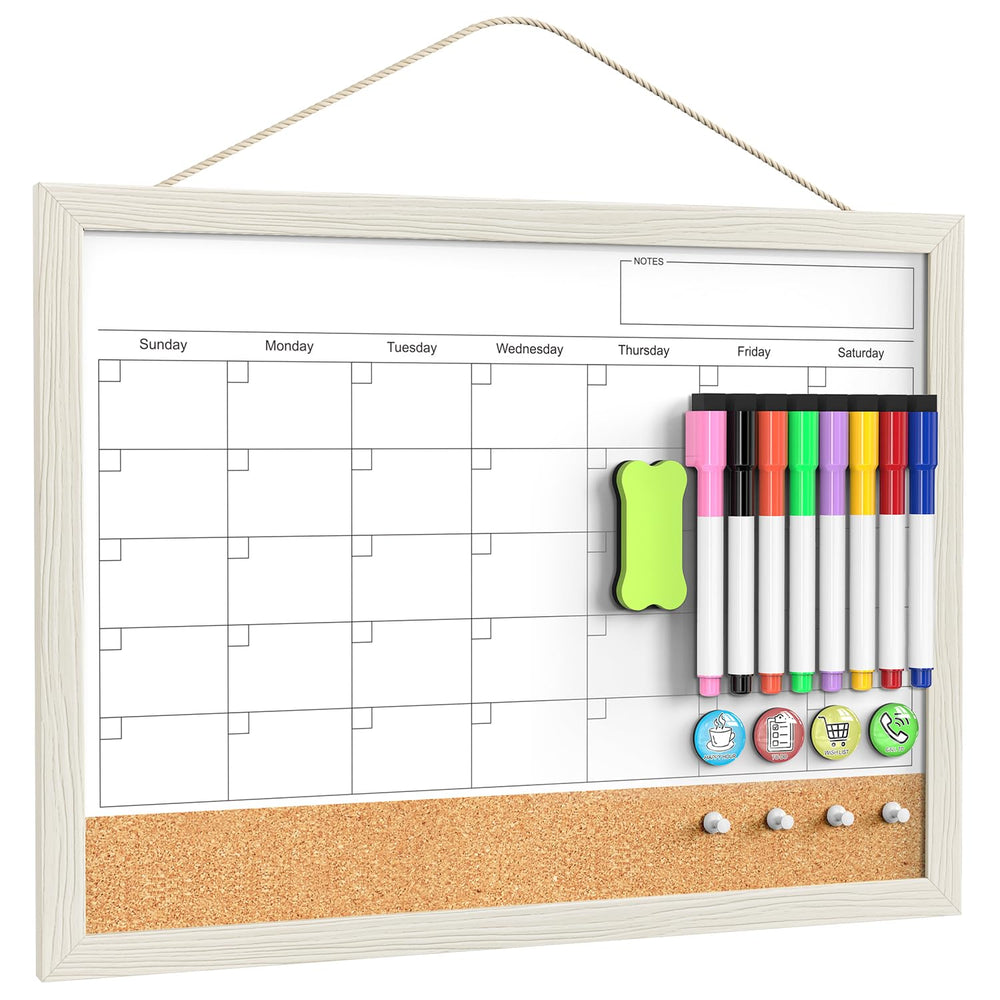 Tankee calendario frontal con marco de madera muestra organización clara