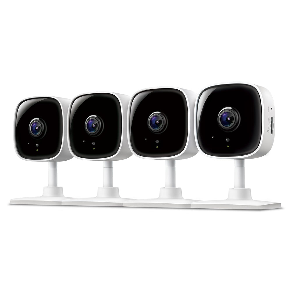 Tapo cámara frontal pack de 4 mostrando diseño compacto y vigilancia confiable
