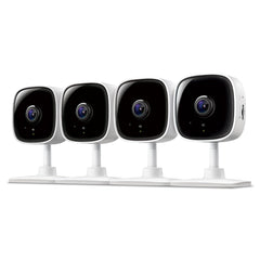 Tapo cámara frontal pack de 4 mostrando diseño compacto y vigilancia confiable