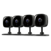 Tapo C101 frontal paquete de 4 mostrando cámaras y caja, vigilancia eficiente
