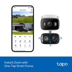 Tapo C246D en exterior bajo lluvia demostrando protección IP65