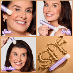 tarte creaseless aplicación en mejilla demostrando fijación y control de brillo