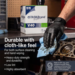 TaskBrand toalla absorbiendo aceite, ideal para derrames y solventes