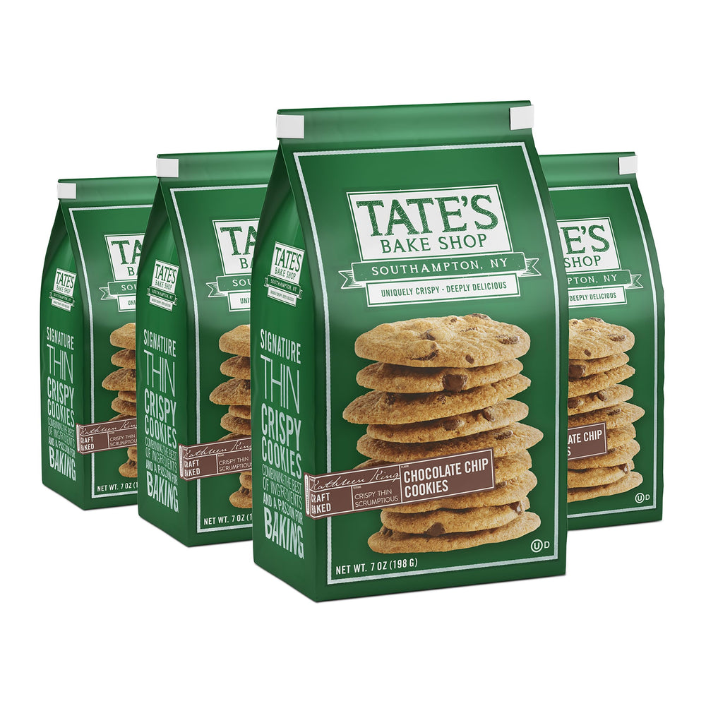 Tate's Bake Shop paquete frontal mostrando galletas crujientes y sabor