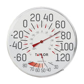 Taylor Humidiguide front view showing dual thermometer and hygrometer readability