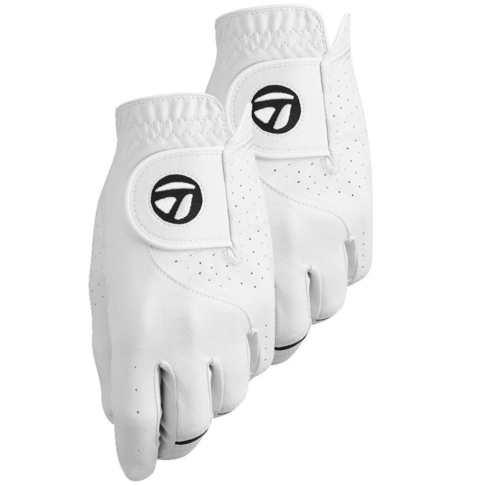 TaylorMade guante Stratus TECH frente del empaque mostrando el color blanco y sello de calidad