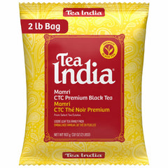 Tea India envase frontal mostrando 2 lb y sello de calidad, conserva aroma