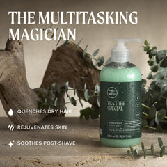 Tea Tree aplicación en cabello húmedo para desenredar y suavizar
