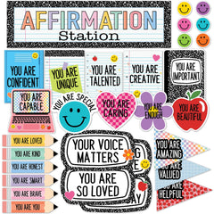 Teacher Created Resources encabezado Affimation Station visible y llamativo para motivar