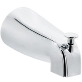 Tearel front view chrome tub spout showing sleek profile and easy installation benefit
