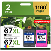 TECKKIN pack frontal 67XL negro y tricolor mostrando compatibilidad y ahorro