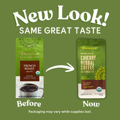 Teeccino ingredientes visibles achicoria y algarroba, alternativa natural al café