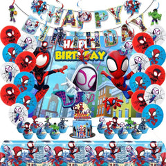 Telifor frente del kit Spidey mostrando banner y accesorios para ambientar