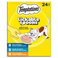Temptations paquete frontal mostrando 24 cucharillas, conveniencia y porciones controladas
