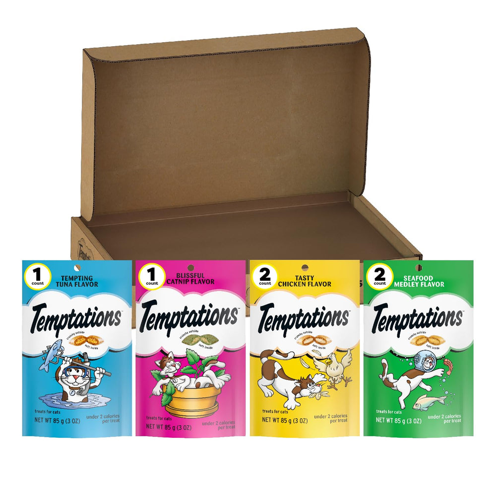 Temptations pack frontal mostrando diseño de la bolsa y conveniencia