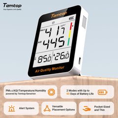 Temtop S1 detalle del sensor láser que ofrece mediciones precisas