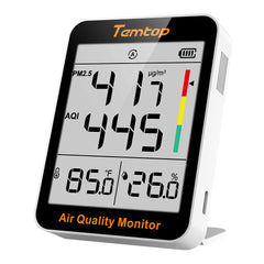 Temtop S1 frontal mostrando PM2.5 y AQI para tomar decisiones rápidas