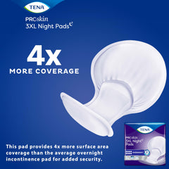TENA protector desplegado mostrando 27x17 pulgadas para mayor cobertura