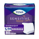 TENA empaque frontal mostrando 80 unidades y talla S/M, protección nocturna