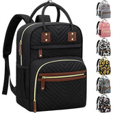 Tenot vista frontal de la mochila pañalera en negro con compartimentos accesibles