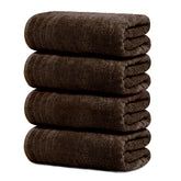 Tens Towels vista frontal del paquete mostrando las cuatro toallas y color marrón, práctico