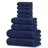 Tens Towels vista frontal del set azul marino, presentación práctica
