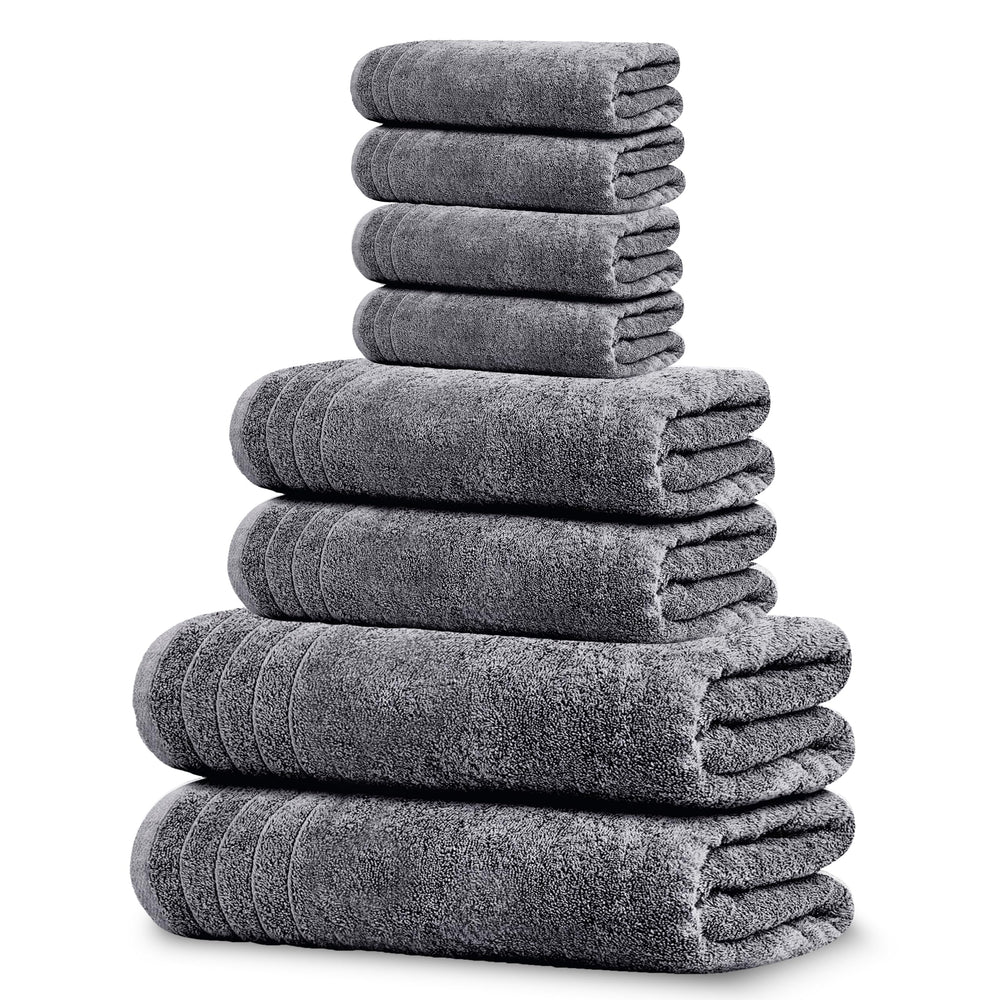 Tens Towels vista frontal del paquete gris oscuro, aspecto organizado