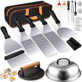 Terlulu front view of full 29-piece griddle accessories kit, organized and ready to use