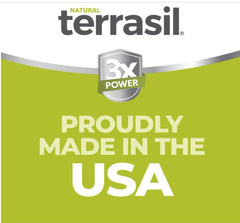 terrasil envase 1 oz junto a moneda para escala, beneficio tamaño portátil