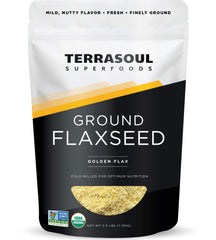 Terrasoul Superfoods bolsa frontal de harina de lino dorado, tamaño 2.5 lb, práctico resellado