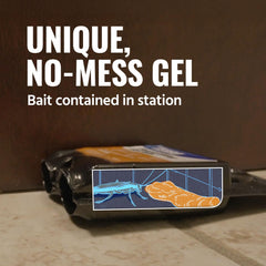 TERRO estación colocada en cocina cerca del zócalo, ayuda a reducir actividad de cucarachas