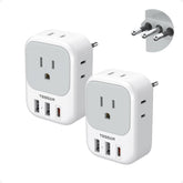 TESSAN adaptador frontal mostrando enchufes y puertos, solución multi carga