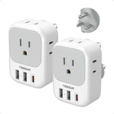 TESSAN adaptador Tipo M frontal mostrando ranuras y diseño compacto, facilita múltiples enchufes