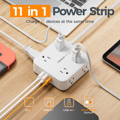 TESSAN cable plano de 5 ft pasando por debajo de alfombra para gestión discreta de cables