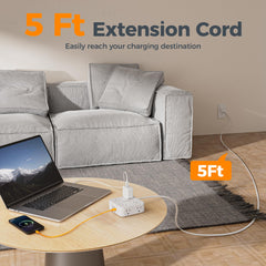 TESSAN primer plano de los puertos USB C y A facilitando carga rápida de móviles