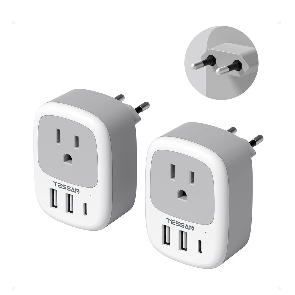 TESSAN adaptador frontal con toma europea y puerto AC, solución de carga portátil