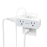 TESSAN extensor frontal mostrando las cuatro salidas AC y tres puertos USB, facilita más conexiones