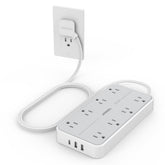 TESSAN front view showing all eight outlets and three USB ports for organized charging