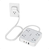TESSAN regleta frontal con 4 tomas y 3 puertos USB para múltiples cargas