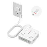TESSAN regleta frontal mostrando 8 enchufes y 4 puertos USB, organiza dispositivos