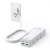 TESSAN regleta vista frontal mostrando nueve enchufes y cuatro puertos USB para organización eficiente
