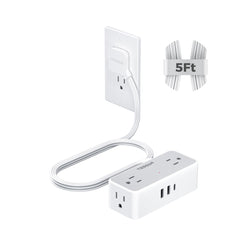 TESSAN regleta vista frontal con cuatro tomas AC y puertos USB para organización