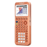 Texas Instruments TI-84 Plus CE frente coral mostrando carcasa metálica y portabilidad