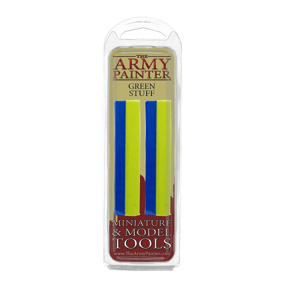 The Army Painter masilla Green Stuff frente del empaque mostrando longitud y marca