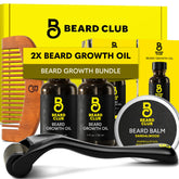 The Beard Club kit frontal mostrando todos los elementos y presentación de regalo