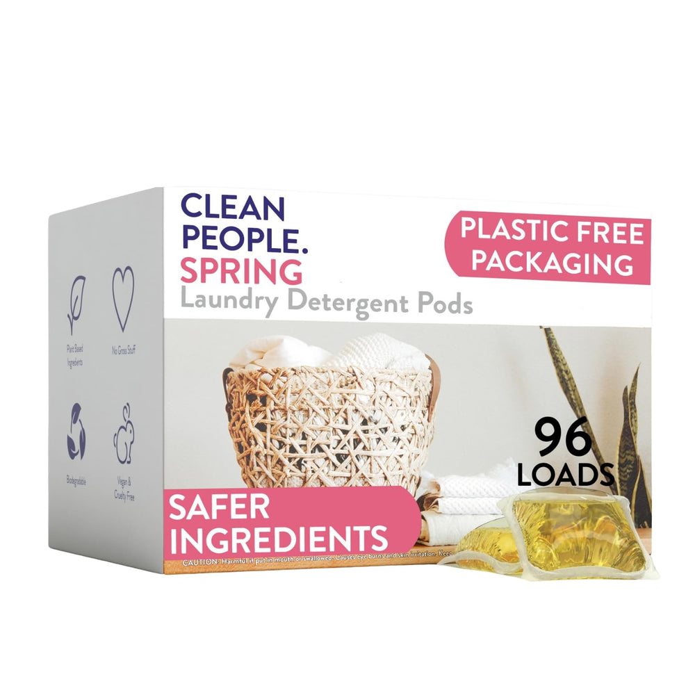 The Clean People paquete frontal mostrando 96 cápsulas y ventaja ecológica